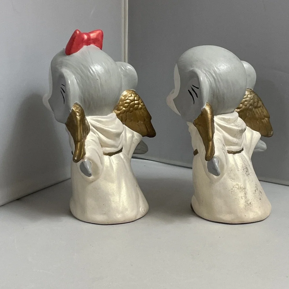 Kissing Mice Angels Handpainted Ceramic‎ Figurines 5